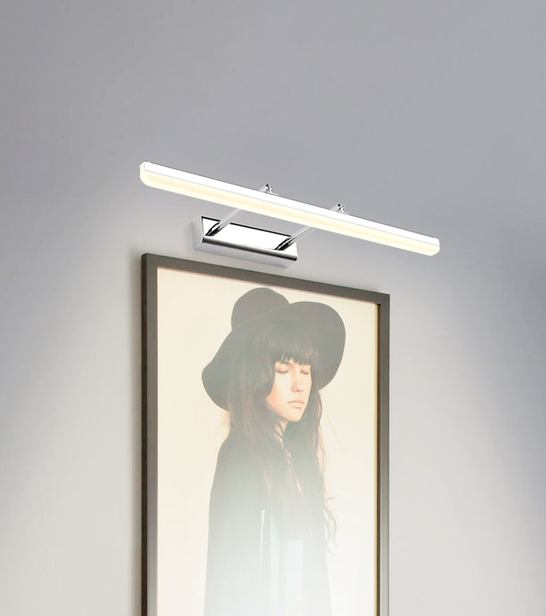 Pronzo della parete a led in argento acrilico in moderna lampada a parete regolabile in acciaio inossidabile per bagno per bagno