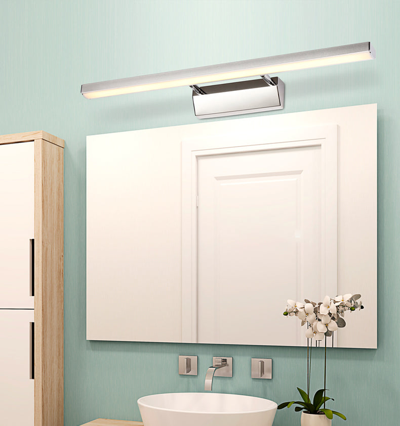 Pronzo della parete a led in argento acrilico in moderna lampada a parete regolabile in acciaio inossidabile per bagno per bagno