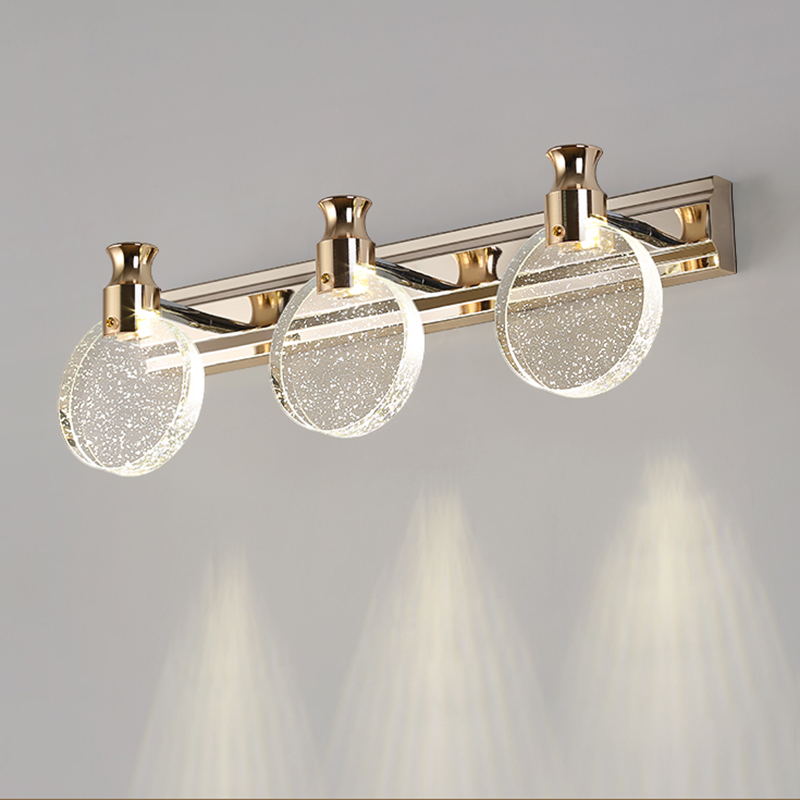 K9 Crystal Round Wall Lamp Simplicity LED Gold Vanity Lighting Fixture for Bathroom