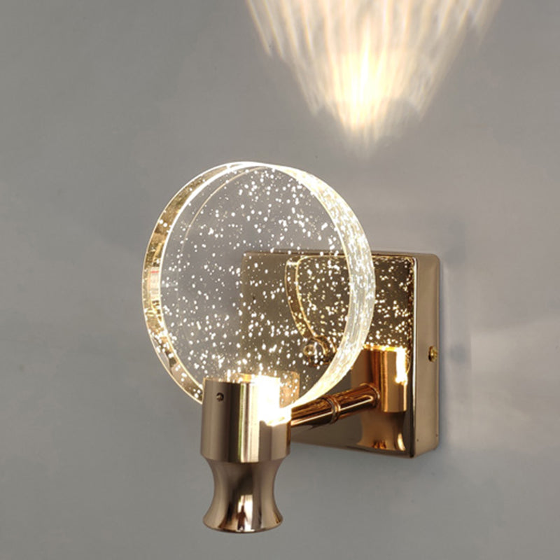 K9 Crystal Round Wall Lamp Simplicity LED Gold Vanity Lighting Fixture for Bathroom