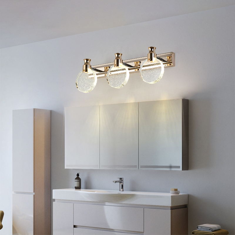 K9 Crystal Round Wall Lamp Simplicity LED Gold Vanity Lighting Fixture for Bathroom