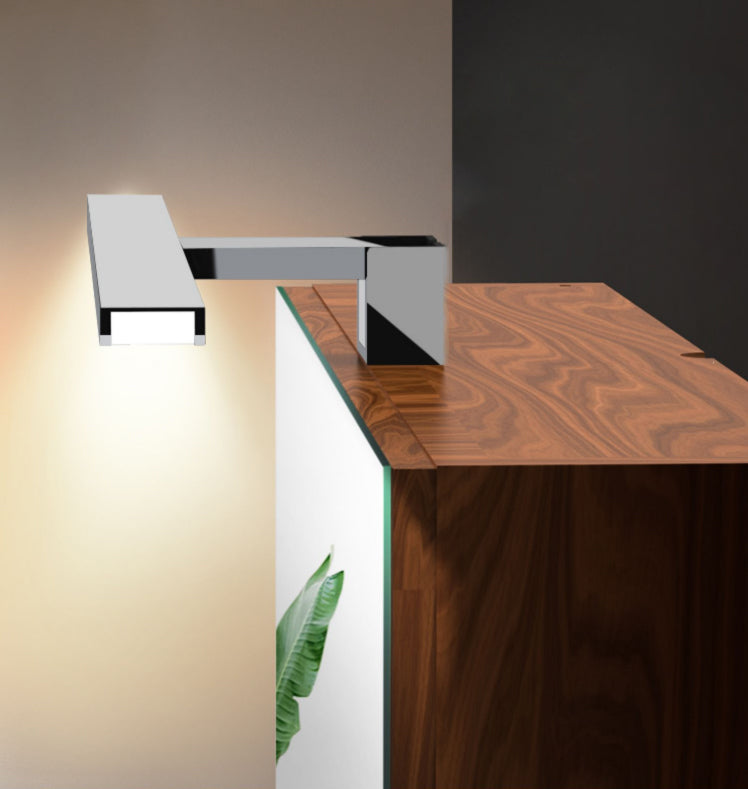 Chrome rechthoekige ijdelheid Lichte armatuur Moderne metalen LED -wandmontage Licht voor bad