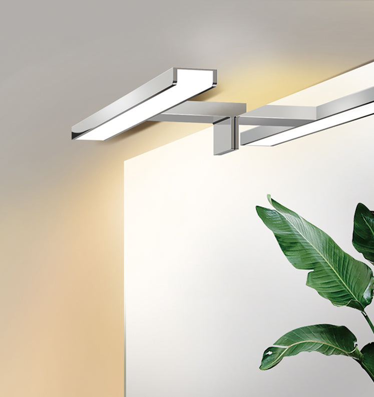 Chrome rechthoekige ijdelheid Lichte armatuur Moderne metalen LED -wandmontage Licht voor bad