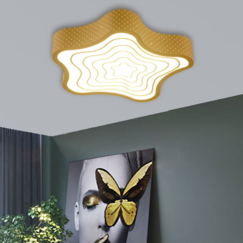 Cartoon Lovely Flush Mount Light Acrylic Metal White LED Ceiling Lamp for Game Room Kid Bedroom