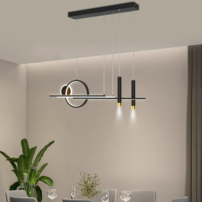 Moderni apparecchi di illuminazione lampadario lineare moderno in alluminio appeso a soffitto in alluminio con finitura nera