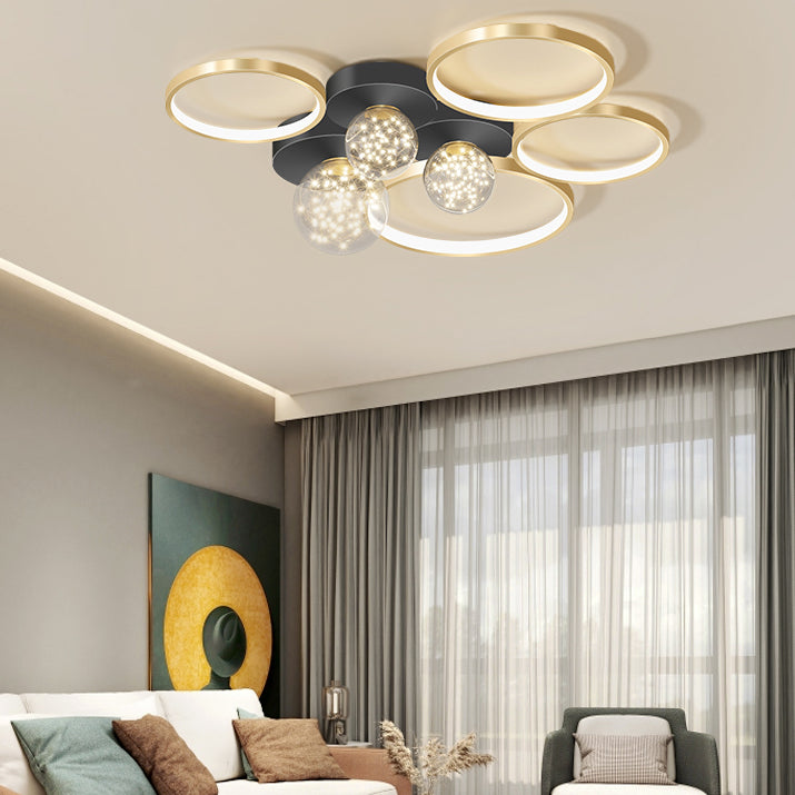 Nieuwe Moderne LED Metalen Flush Licht 1-Licht Zwart Flush Mount Plafond Licht voor Woonkamer