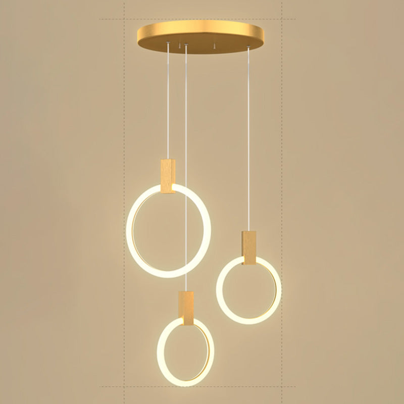 Gouden cirkelvormige led hanglamp in modern beknopte stijl smeedijzeren hangend licht met acrylschaduw
