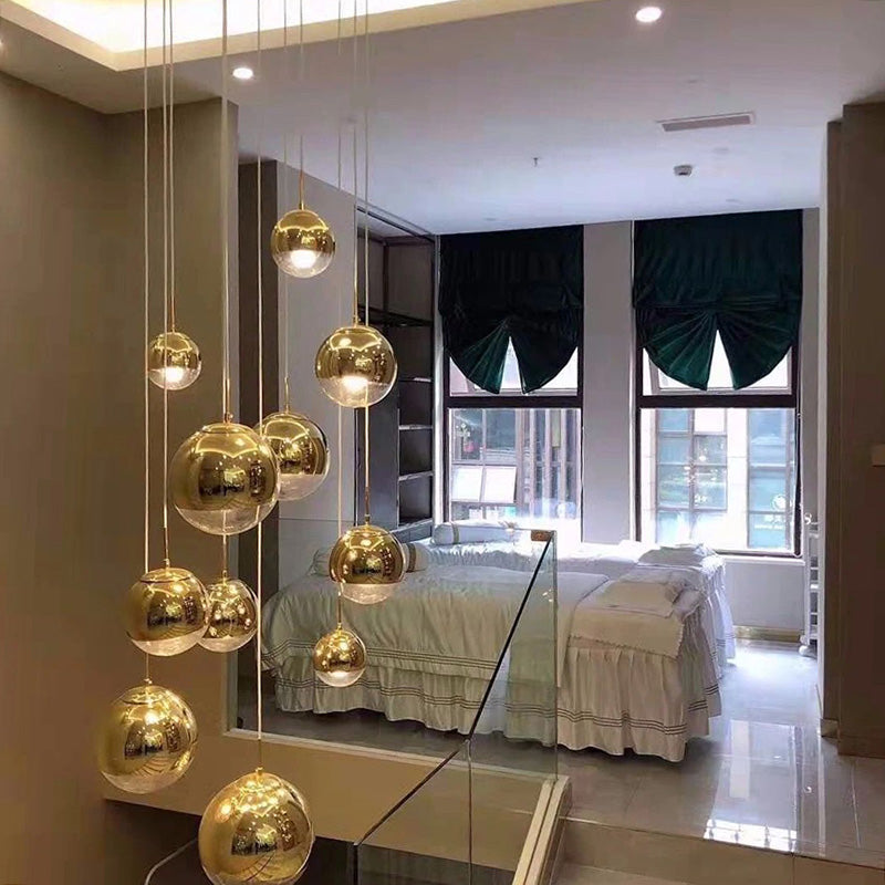1 Light Glass Pendant Ceiling Lights Modern Spherical Hanging Ceiling Lights for Dining Room