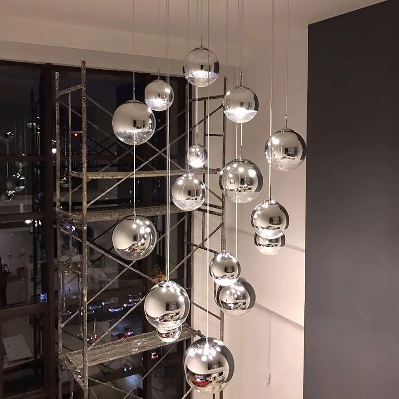 1 Light Glass Pendant Ceiling Lights Modern Spherical Hanging Ceiling Lights for Dining Room