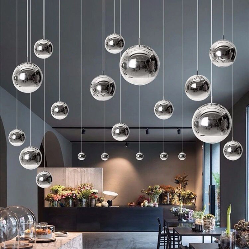 1 Light Glass Pendant Ceiling Lights Modern Spherical Hanging Ceiling Lights for Dining Room