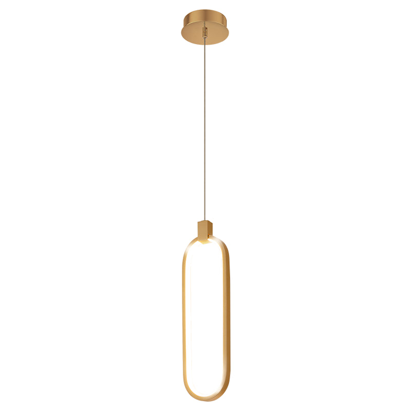 Gold Oblong LED Pendant Light in Modern Concise Style Aluminium Hanging Light with Silicone Shade