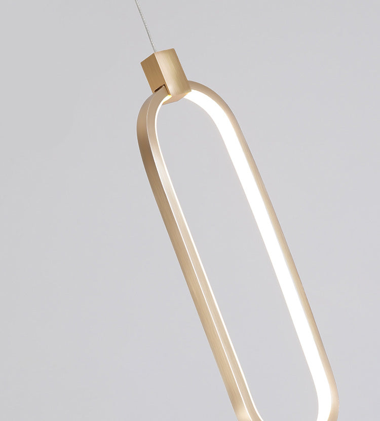 Gold längliches LED -Anhänger Licht im modernen prägnanten Stil Aluminium hängen Licht mit Silikonschatten