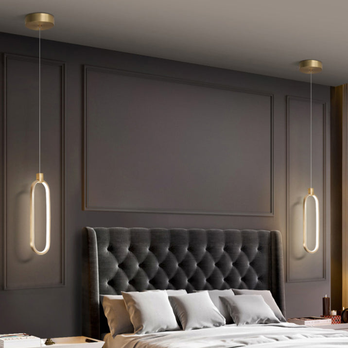 Gold längliches LED -Anhänger Licht im modernen prägnanten Stil Aluminium hängen Licht mit Silikonschatten