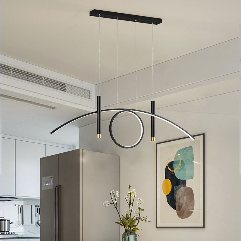 Luce isola lineare a LED acrilico in moderna luce a sospensione in ferro battuto per sala da pranzo