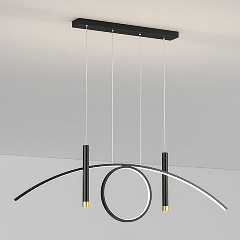 Luce isola lineare a LED acrilico in moderna luce a sospensione in ferro battuto per sala da pranzo