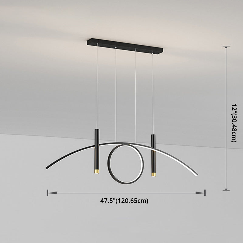 Luce isola lineare a LED acrilico in moderna luce a sospensione in ferro battuto per sala da pranzo