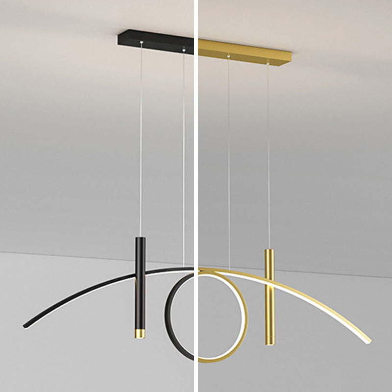 Luce isola lineare a LED acrilico in moderna luce a sospensione in ferro battuto per sala da pranzo