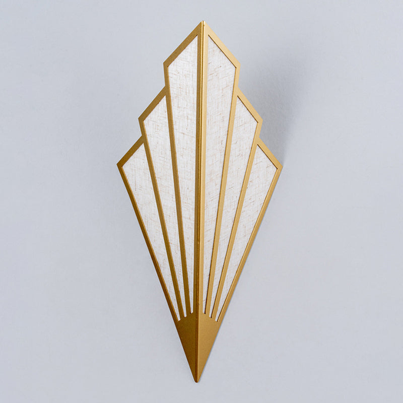 Post-modern Style Metal Geometric Wall Lamp Creative Fabric Shade Wall Mount Light in Electroplated Gold