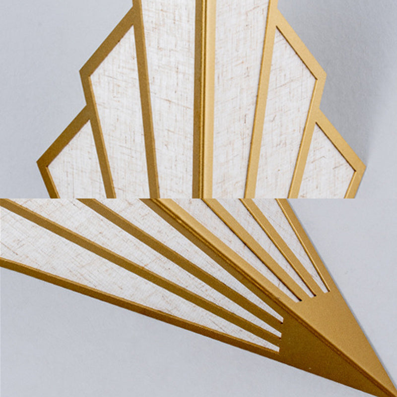 Post-modern Style Metal Geometric Wall Lamp Creative Fabric Shade Wall Mount Light in Electroplated Gold
