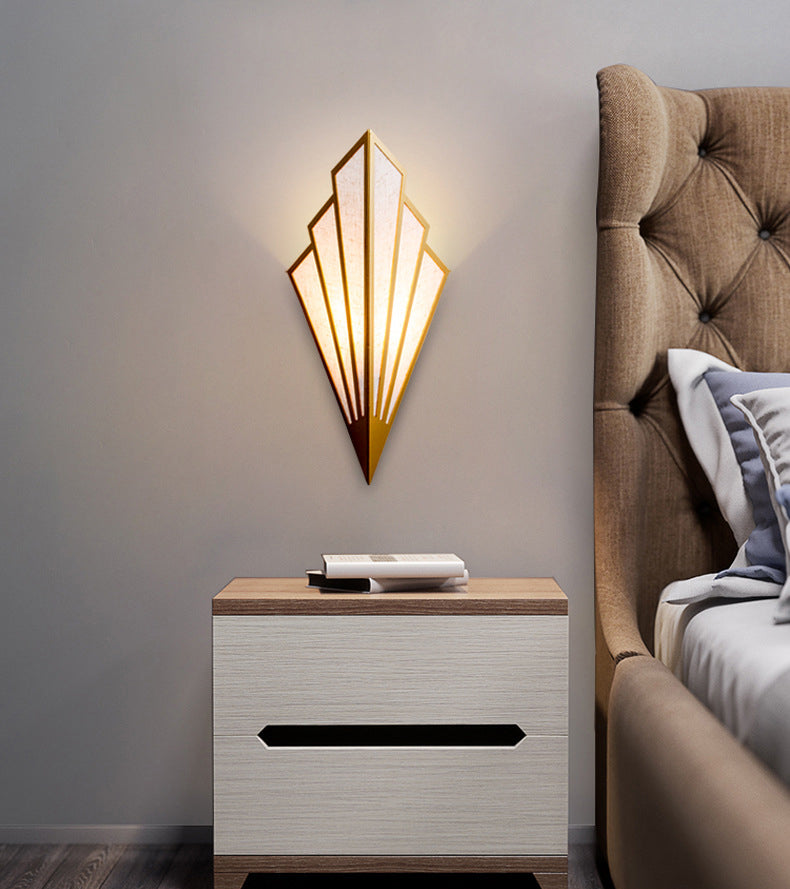 Post-modern Style Metal Geometric Wall Lamp Creative Fabric Shade Wall Mount Light in Electroplated Gold