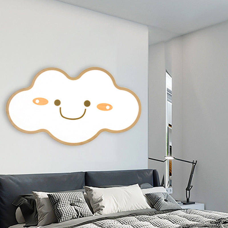 Acrylic Shy Cloud Flush Ceiling Light Child Bedroom Cartoon LED Ceiling Fixture in White