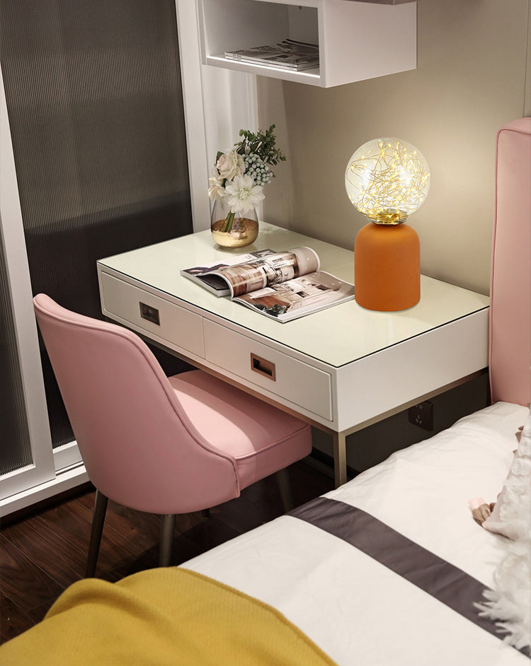 11,8 "in altezza lampada da tavolo a led in stile moderno Globe Glass Shade Ceramics Ceramics Base Light per camera da letto