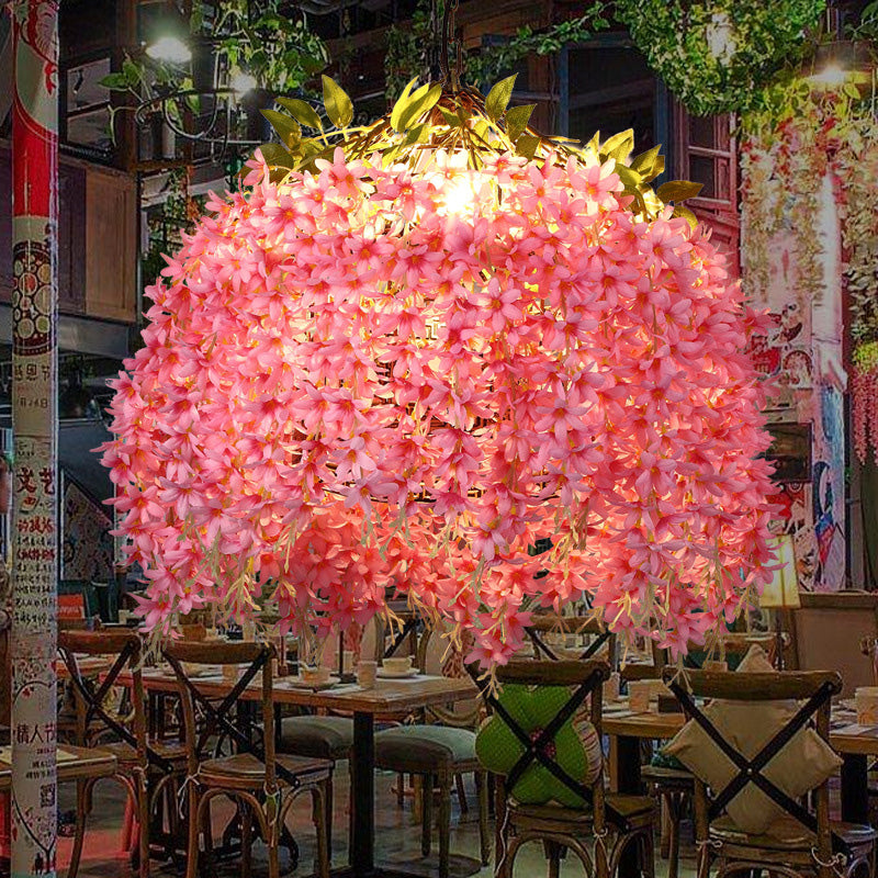 Cluster di fiori in stile Nordico Appedisci un ciondolo di illuminazione decorativa con catena sospesa regolabile