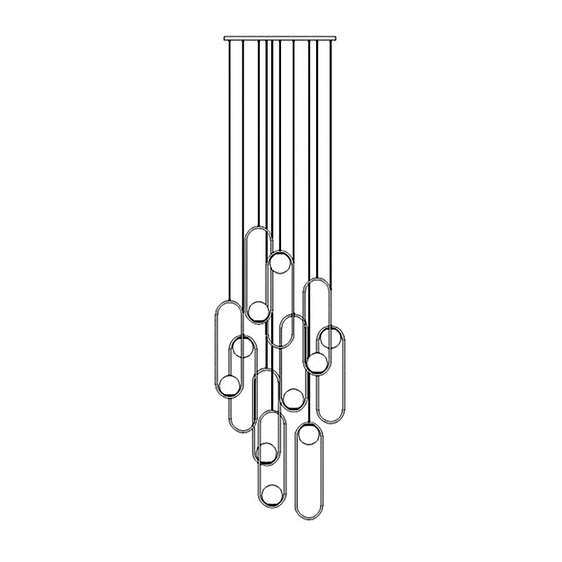 Modern Creative Cluster Pendant Light Wrought Iron Indoor Hanging Light with White Glass Shade