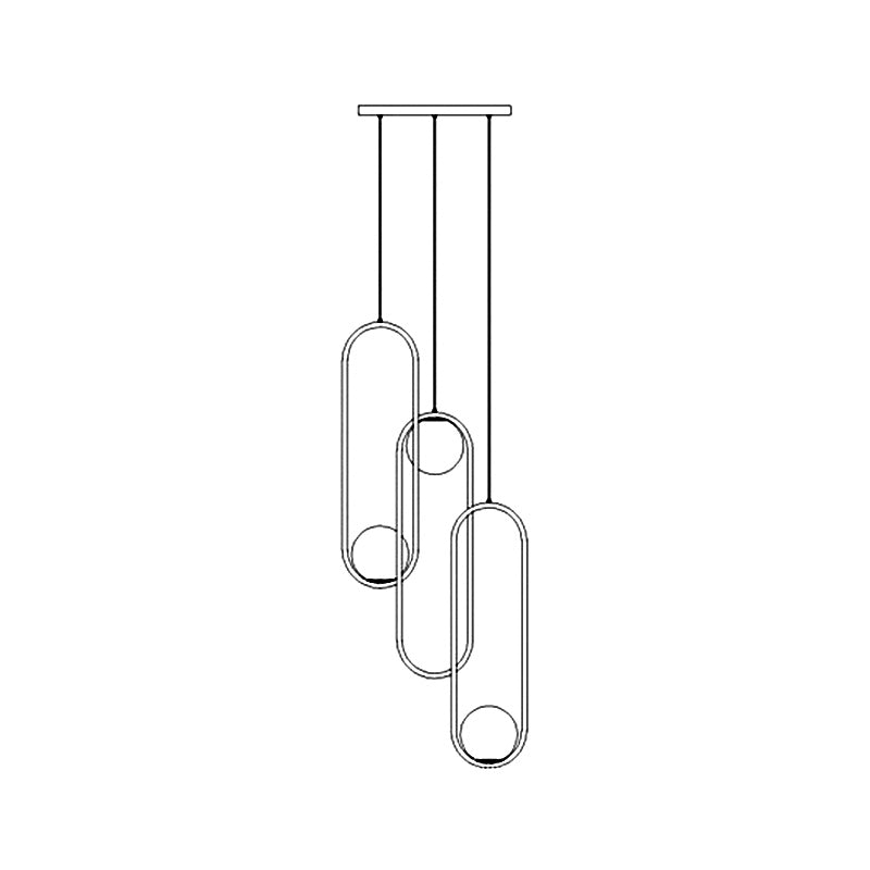 Cruster créatif moderne Light Light Whited Fer Indor Hanging Light avec une teinte en verre blanche