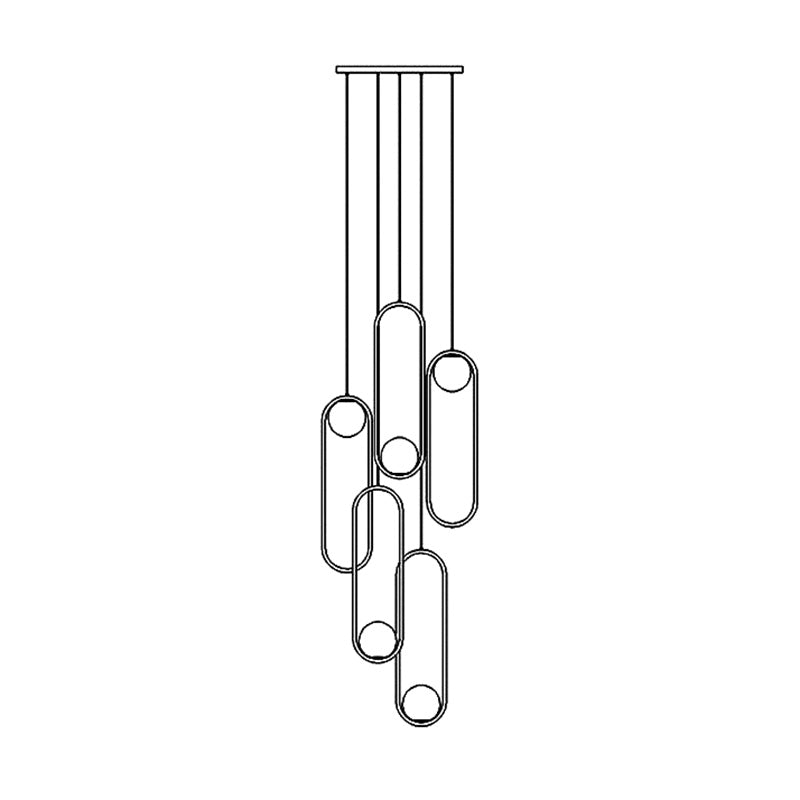 Modern Creative Cluster Pendant Light Wrought Iron Indoor Hanging Light with White Glass Shade