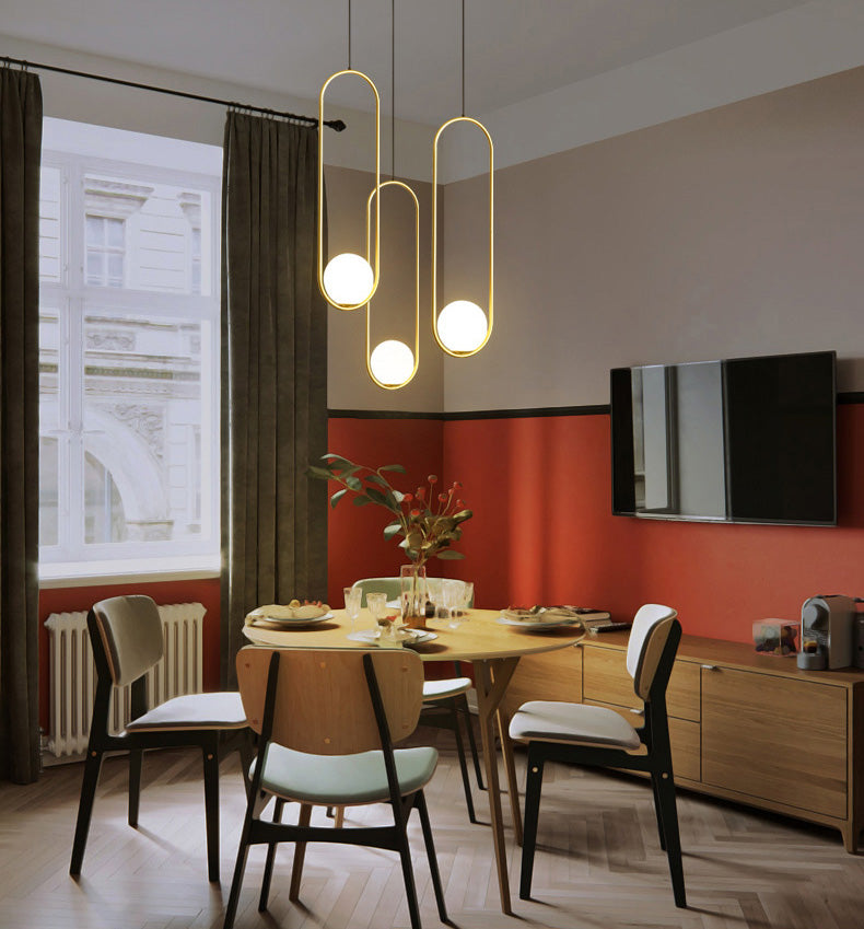 Modern Creative Cluster Pendant Light Wrought Iron Indoor Hanging Light with White Glass Shade