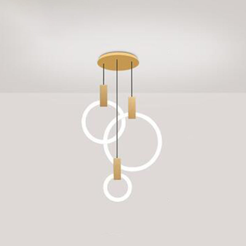 Luce appesa a LED in oro in alluminio in moderno luce a filo in ferro battuto in ferro battuto con tonalità acrilica