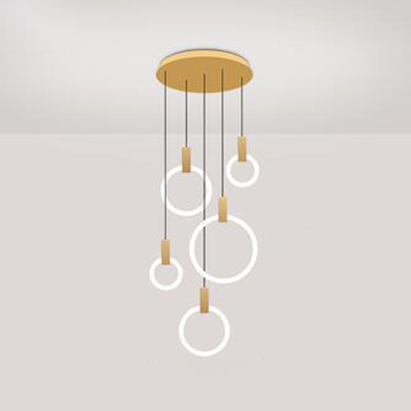 Luce appesa a LED in oro in alluminio in moderno luce a filo in ferro battuto in ferro battuto con tonalità acrilica