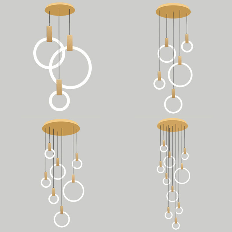 Luce appesa a LED in oro in alluminio in moderno luce a filo in ferro battuto in ferro battuto con tonalità acrilica