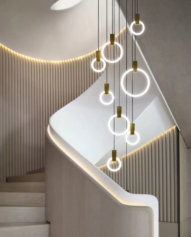 Luce appesa a LED in oro in alluminio in moderno luce a filo in ferro battuto in ferro battuto con tonalità acrilica