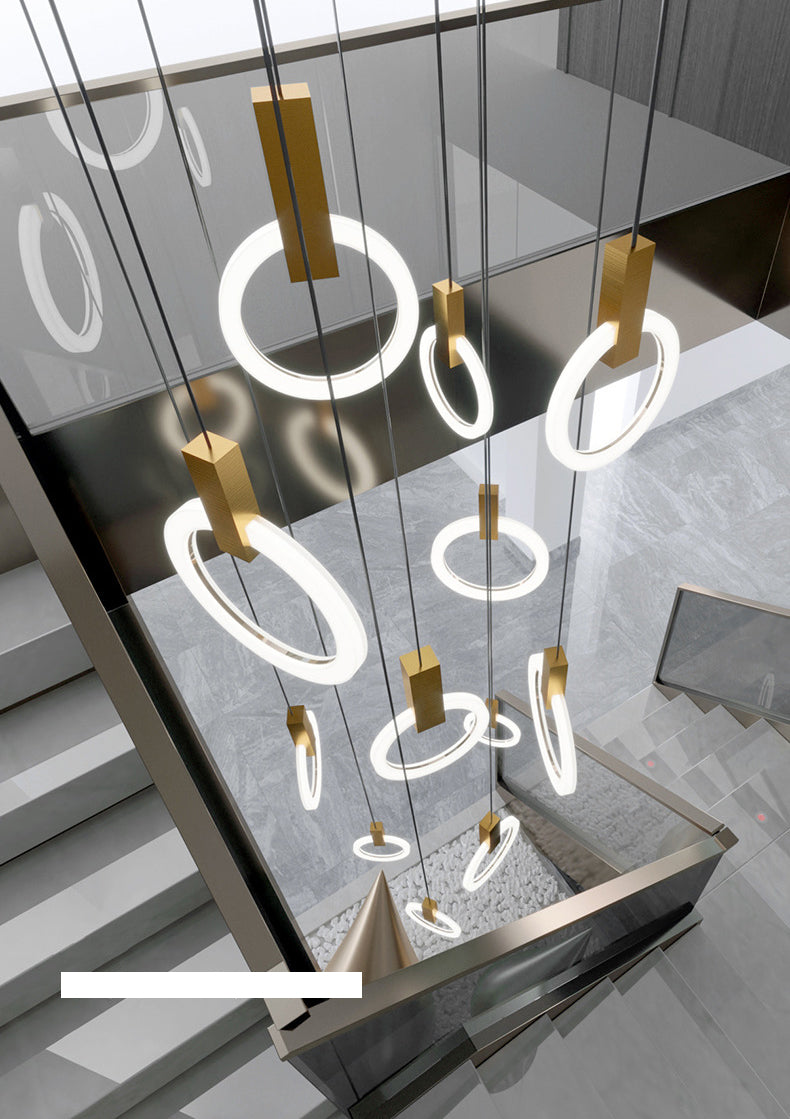 Luce appesa a LED in oro in alluminio in moderno luce a filo in ferro battuto in ferro battuto con tonalità acrilica