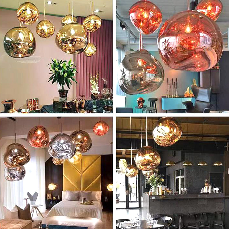 1 Light Glass Pendant Ceiling Lights Modern Orb Hanging Ceiling Lights for Dining Room