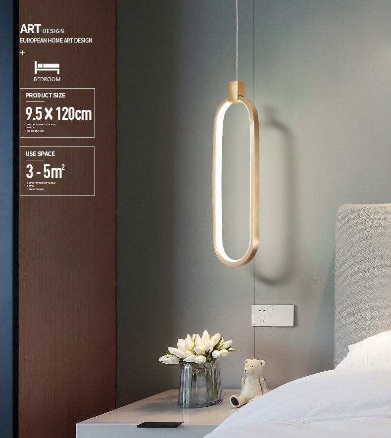 Luce a ciondolo a LED in alluminio in moderno gel di silice in stile conciso luce oblunga per camera da letto