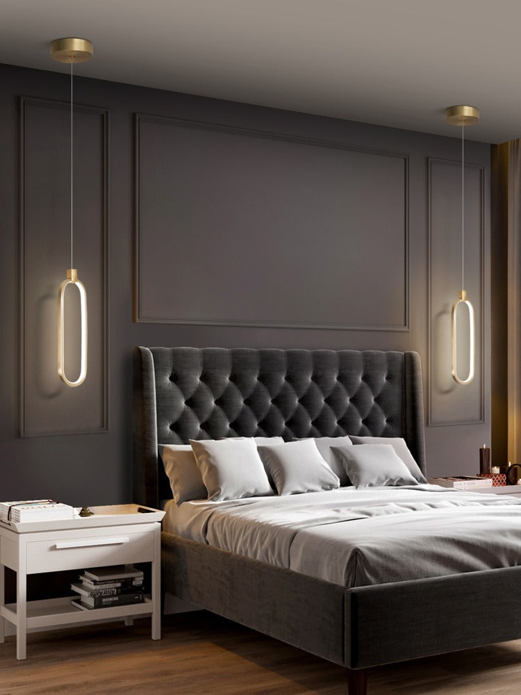 Luce a ciondolo a LED in alluminio in moderno gel di silice in stile conciso luce oblunga per camera da letto