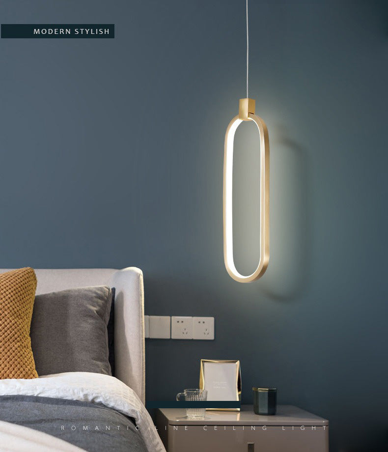 Luce a ciondolo a LED in alluminio in moderno gel di silice in stile conciso luce oblunga per camera da letto