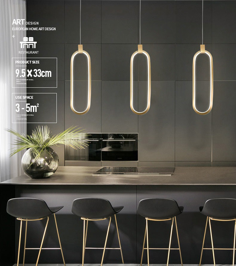 Luce a ciondolo a LED in alluminio in moderno gel di silice in stile conciso luce oblunga per camera da letto