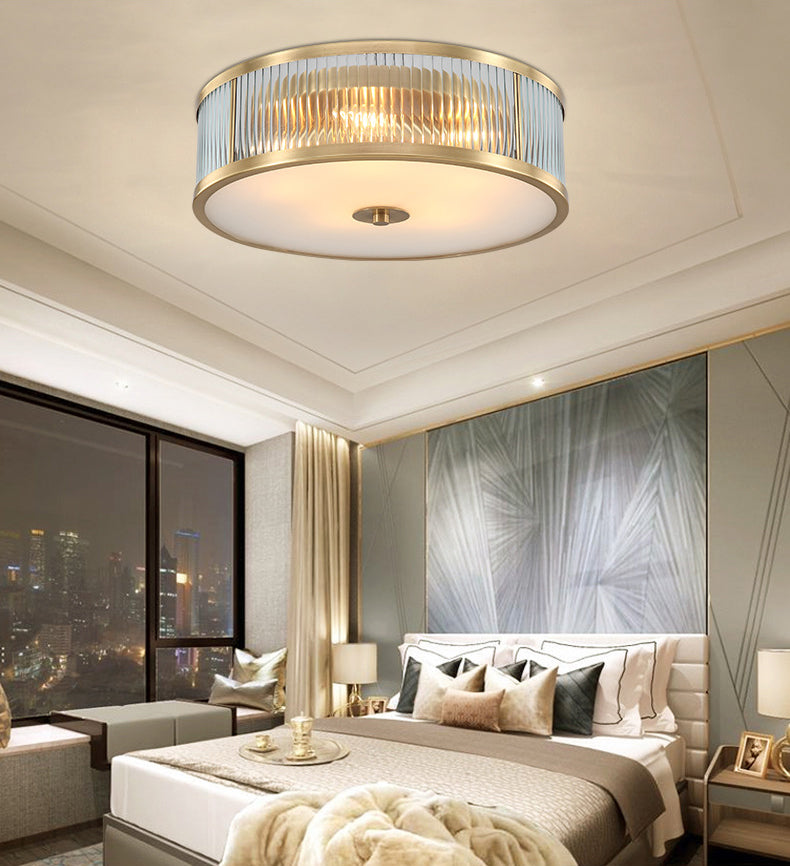 Glass Drum Flush Mount Ceiling Light Fixture Traditional Bedroom Flush Mount Lighting Fixtures