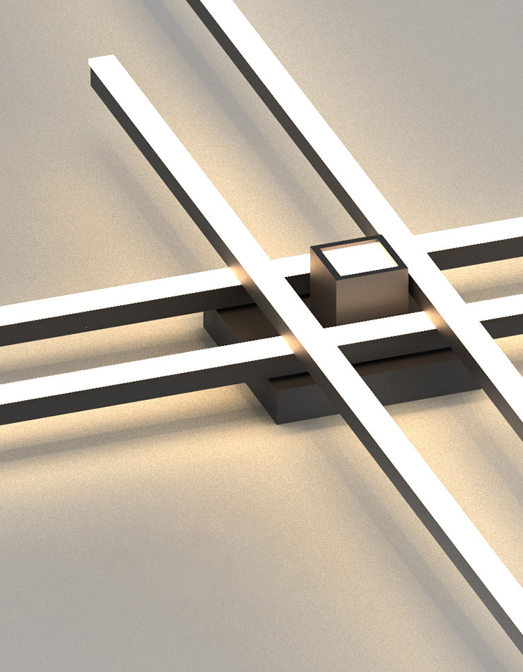 Linear Black Modern Flush Mount LED Aluminum Ceiling Mounted Light for Living Room