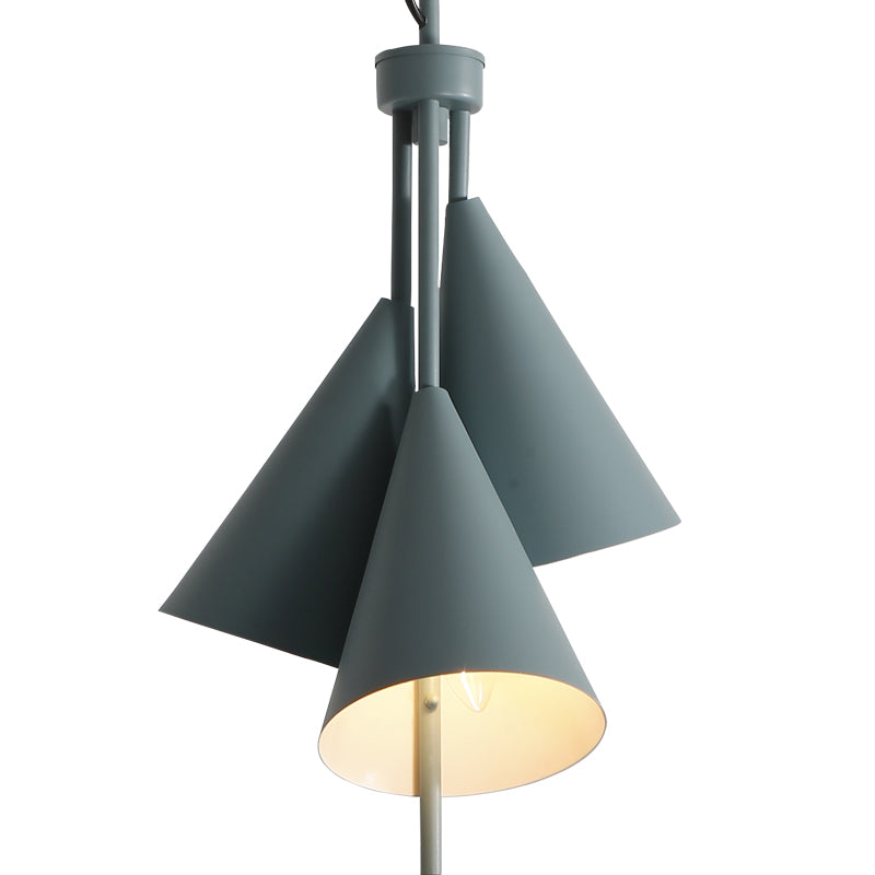 Macaron Style Chandelier Pendant Light Conical Hanging Light with Metal Shade for Restaurant