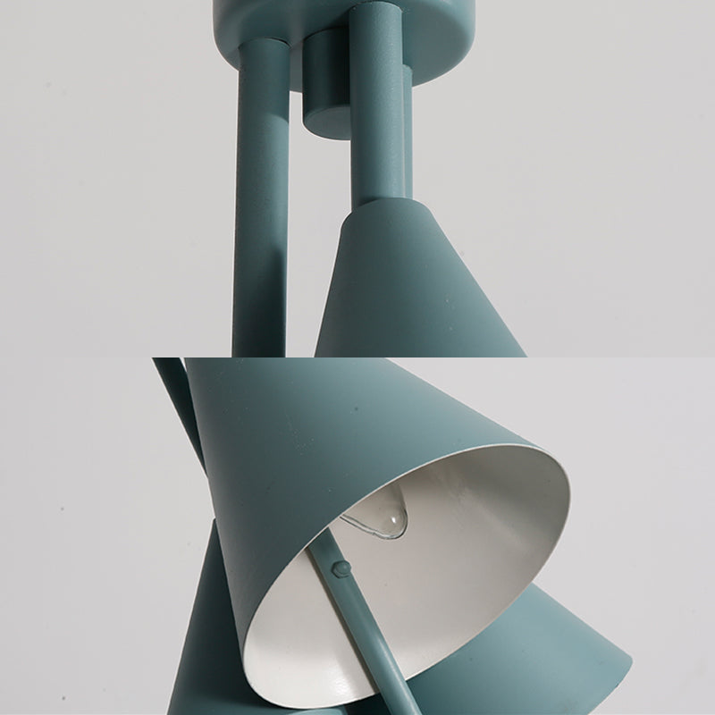 Macaron Style Chandelier Pendant Light Conical Hanging Light with Metal Shade for Restaurant