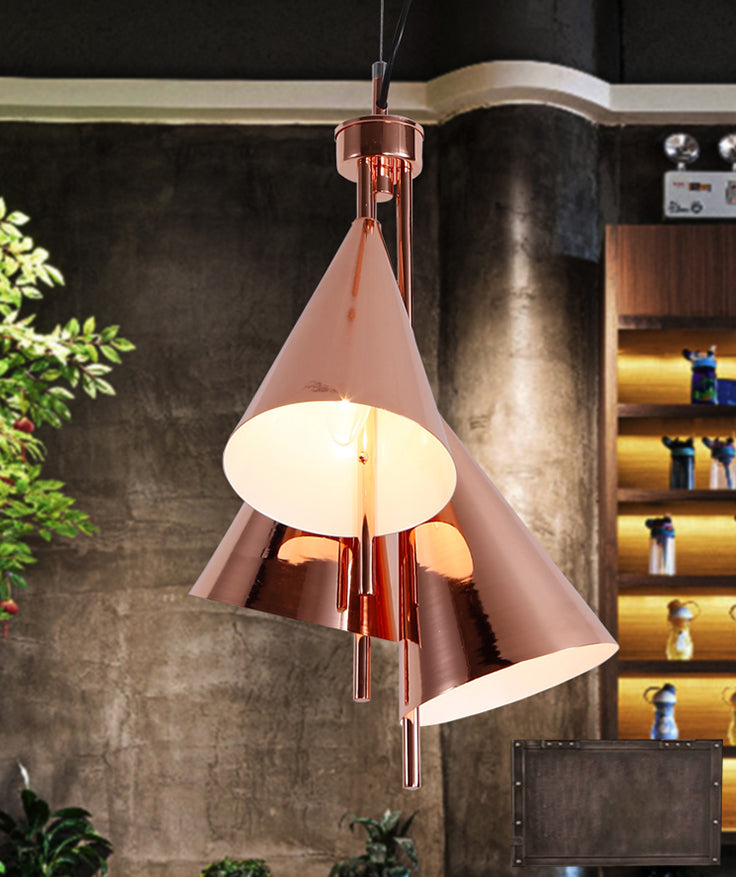 Macaron Style Chandelier Pendant Light Conical Hanging Light with Metal Shade for Restaurant