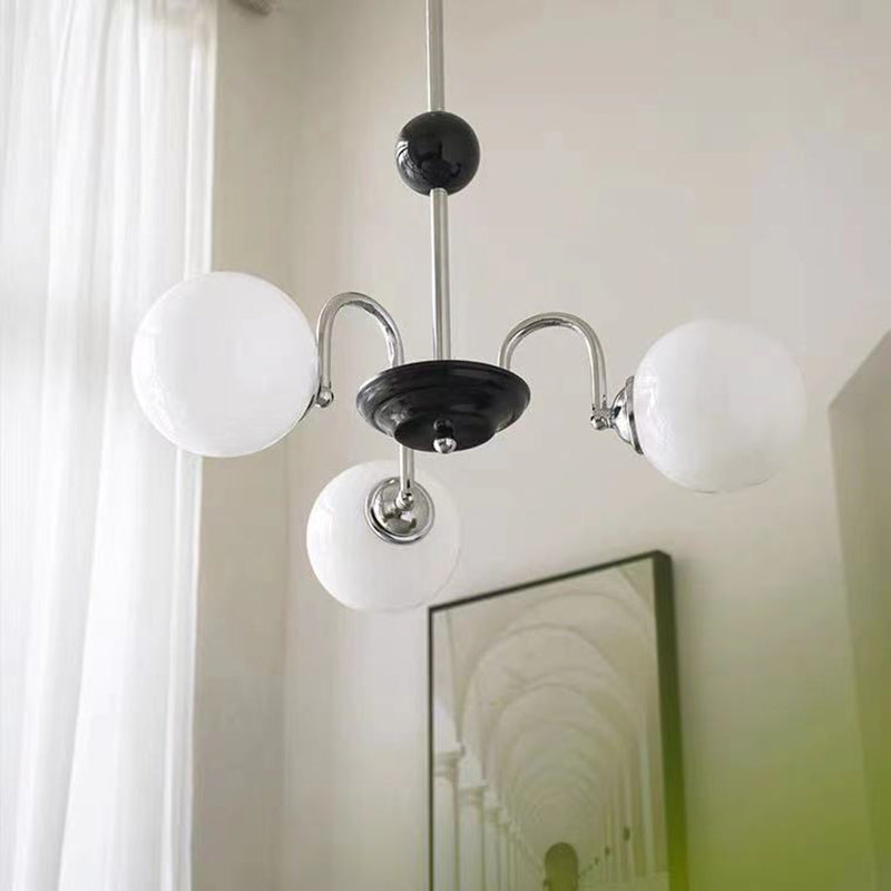 Modern Simplicity Round Ceiling Chandelier Milk Glass Hanging Light for Living Room