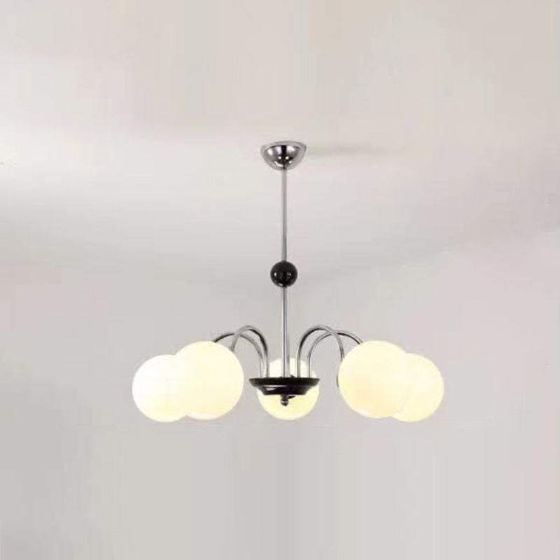 Modern Simplicity Round Ceiling Chandelier Milk Glass Hanging Light for Living Room