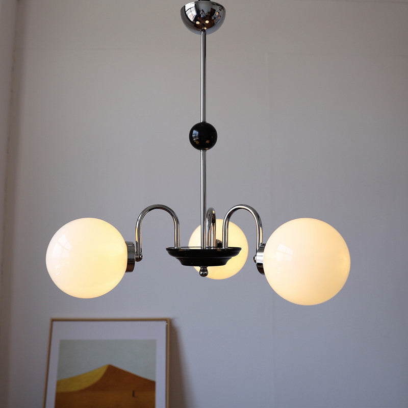 Modern Simplicity Round Ceiling Chandelier Milk Glass Hanging Light for Living Room