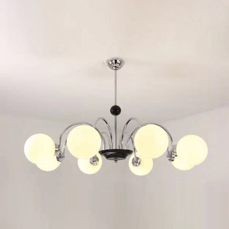 Modern Simplicity Round Ceiling Chandelier Milk Glass Hanging Light for Living Room